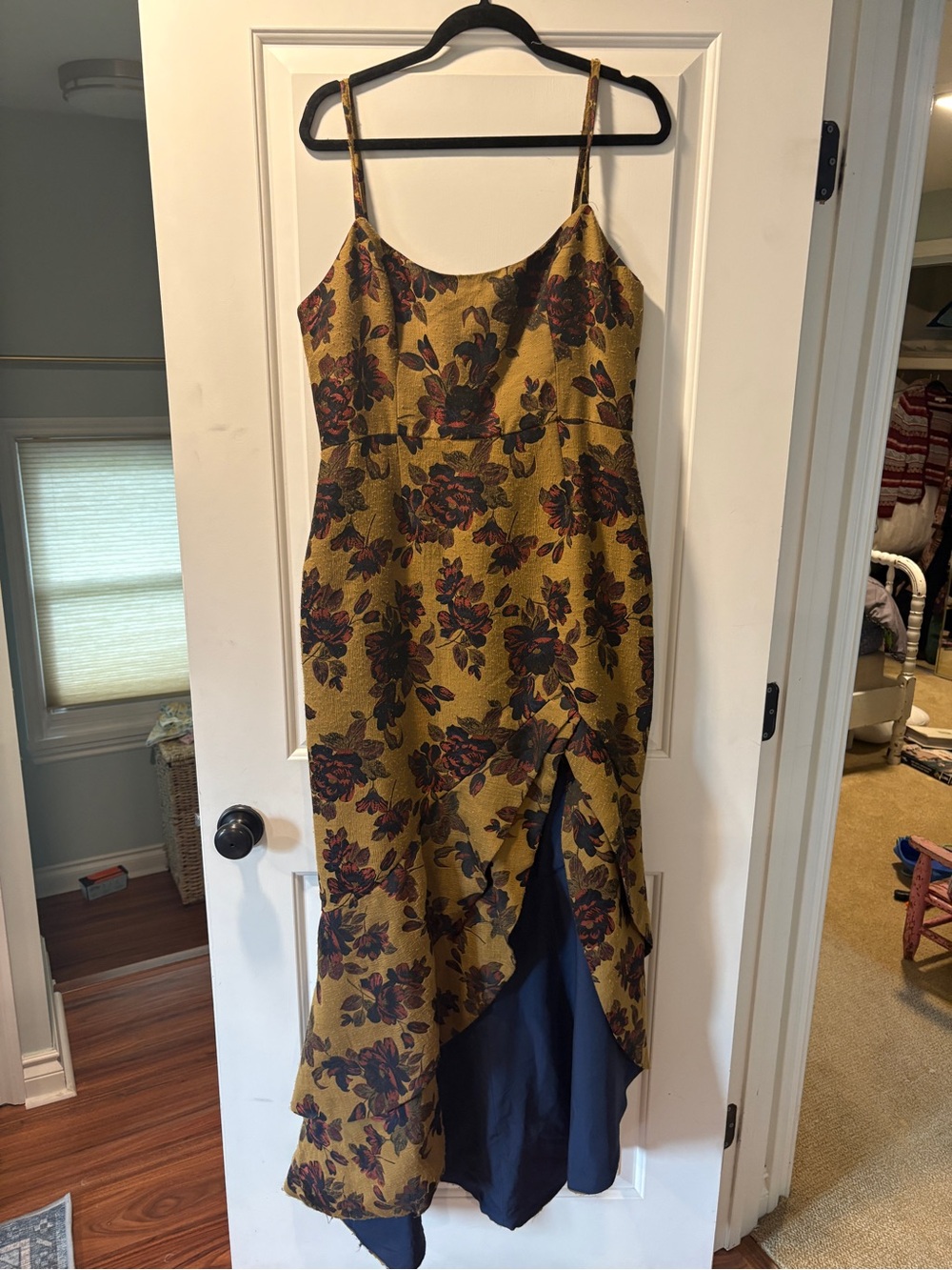 Hutch Mustard Floral Maxi Dress with Purple & Black Accents